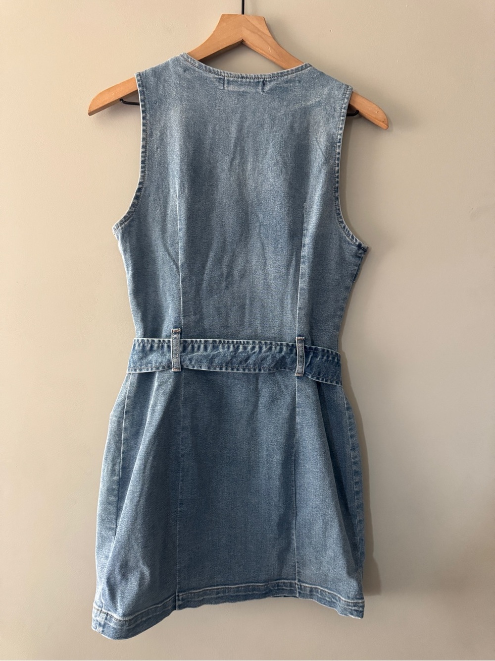 Rewash | vintage style denim zip up belted dress | M - Picture 3 of 5